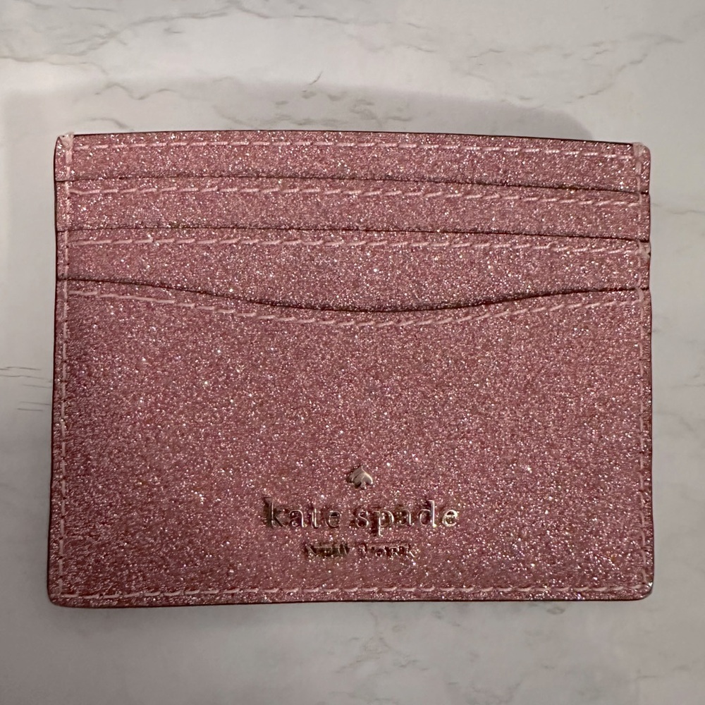 Kate Spade New York Pink Glitter Card Holder
